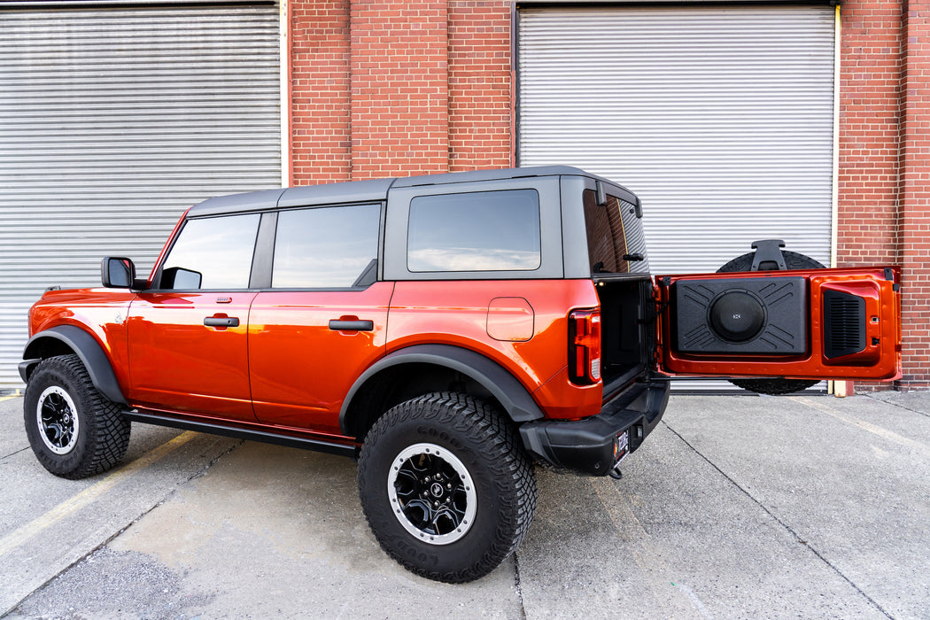 2021-up Ford Bronco Bass Package - Includes 12" 400W RMS Subwoofer, Custom Enclosure, Monoblock Amplifier, Line Out Converter and Complete Wiring Kit (PBK-FRD-BRO-G6)