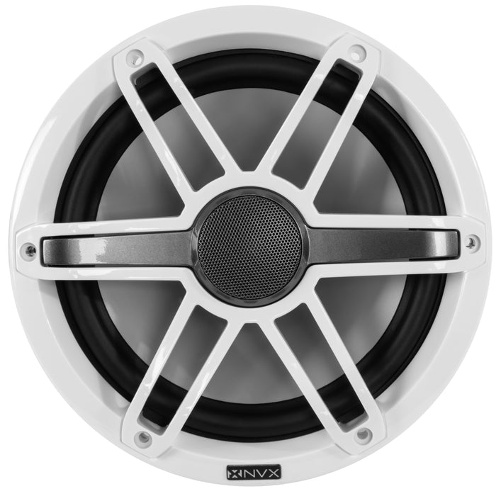 MVSP8 750W Peak (250W RMS) 8" V-Series 2-Way Marine Speakers with LED Lighting (Sport White and Black Grilles Included)