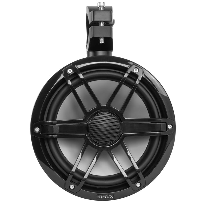 MVTSP8B 375W Peak (125W RMS) 8" V-Series 2-Way Marine Tower Speaker with LED Lighting and Swiveling Clamp (Sport Black) Sold Individually