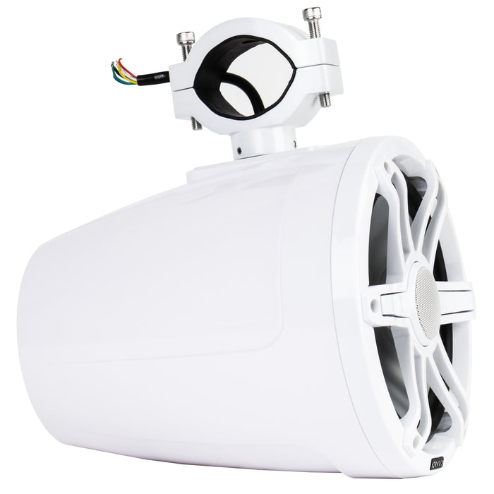 MVTSP8W 375W Peak (125W RMS) 8" V-Series 2-Way Marine Tower Speaker with LED Lighting and Swiveling Clamp (Sport White) Sold Individually