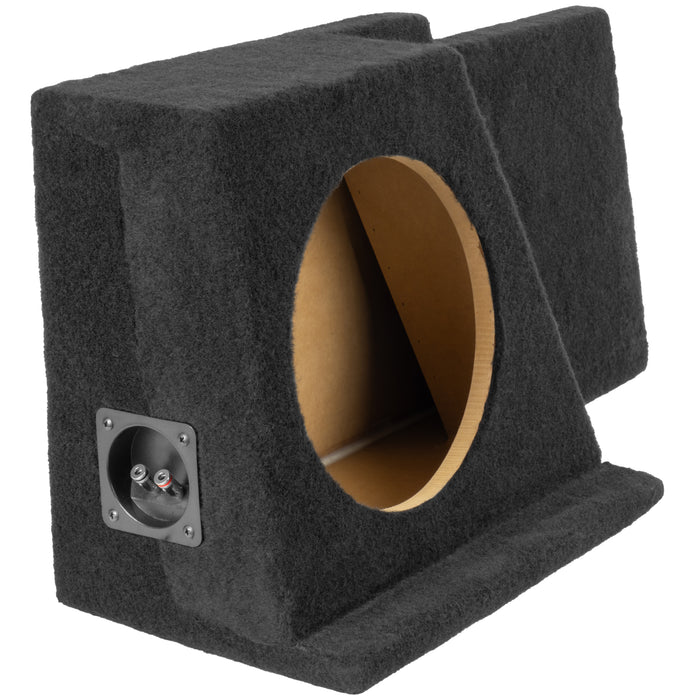 Custom Fit Single 10" Sealed Down Firing Empty Subwoofer Enclosure for 2008-2013 Chevrolet Silverado and GMC Sierra Extended Cab Trucks | VE-GM-SLVECG2-S10S