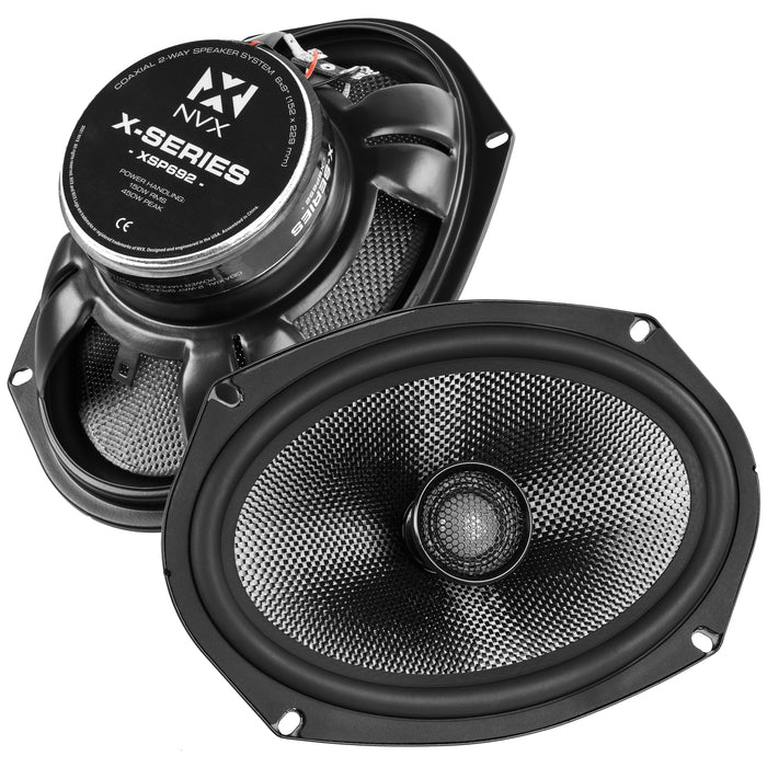 XSP692 900W Peak (300W) RMS X-Series 6"x9" 2-Way Coaxial Speakers with Carbon Fiber Cones and 25mm Silk Dome Tweeters